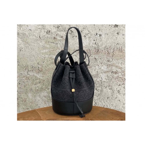 Loewe Small Balloon bag in Black Black Anagram jacquard and calfskin Loewe Small Balloon bag in Black Black Anagram jacquard and calfskin