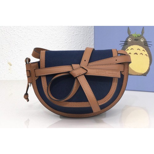 Loewe Mini Gate Dual bag in Navy Blue Tan canvas and calfskin Loewe Mini Gate Dual bag in Navy Blue Tan canvas and calfskin