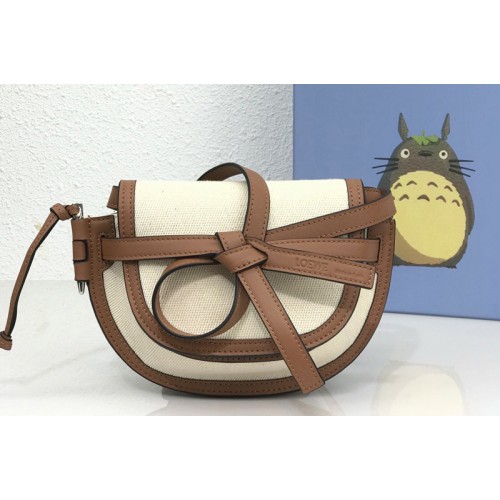 Loewe Mini Gate Dual bag in Ecru Tan canvas and calfskin Loewe Mini Gate Dual bag in Ecru Tan canvas and calfskin