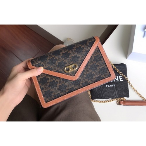 Celine 10F823 MAILLON TRIOMPHE WALLET on Brown triomphe canvas and calfskin Celine 10F823 MAILLON TRIOMPHE WALLET on Brown triomphe canvas and calfskin