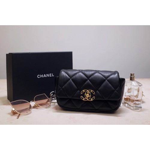 Chanel AS1183 19 Bumbag Bag In Black Goatskin Leather Chanel AS1183 19 Bumbag Bag In Black Goatskin Leather