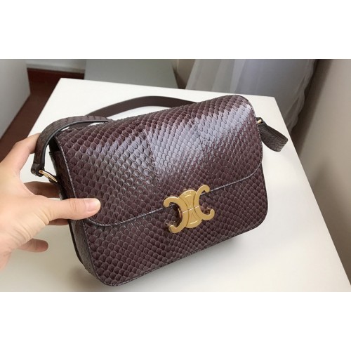 Celine medium triomphe bag in brown watersnake Leather Celine medium triomphe bag in brown watersnake Leather