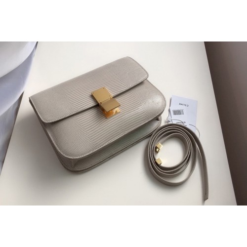 Celine medium classic bag in Gray lizard Leather Celine medium classic bag in Gray lizard Leather