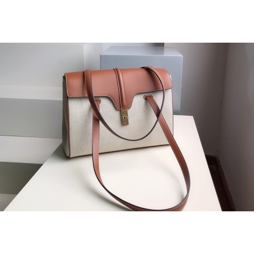Celine MEDIUM SOFT 16 BAG IN TAN SMOOTH CALFSKIN and Textile Celine MEDIUM SOFT 16 BAG IN TAN SMOOTH CALFSKIN and Textile
