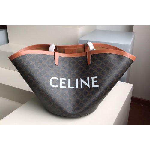 Celine LARGE COUFFIN IN CANVAS AND CELINE PRINT on Brown triomphe canvas and calfskin Celine LARGE COUFFIN IN CANVAS AND CELINE PRINT on Brown triomphe canvas and calfskin