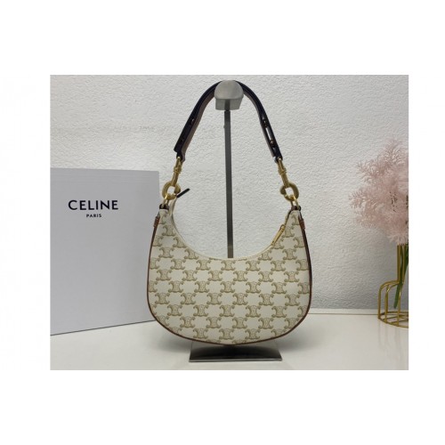 Celine AVA BAG IN TRIOMPHE CANVAS AND CALFSKIN White Celine AVA BAG IN TRIOMPHE CANVAS AND CALFSKIN White