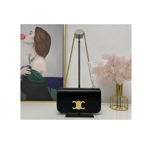 Celine CHAIN SHOULDER BAG TRIOMPHE IN BLACK SHINY CALFSKIN Celine CHAIN SHOULDER BAG TRIOMPHE IN BLACK SHINY CALFSKIN