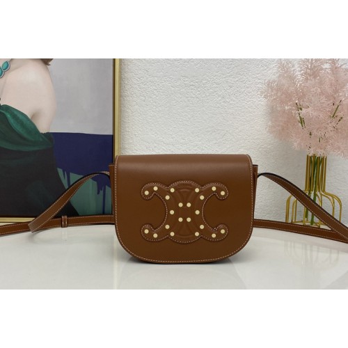 Celine FOLCO CUIR TRIOMPHE bag IN Tan SMOOTH CALFSKIN WITH STUDS Celine FOLCO CUIR TRIOMPHE bag IN Tan SMOOTH CALFSKIN WITH STUDS