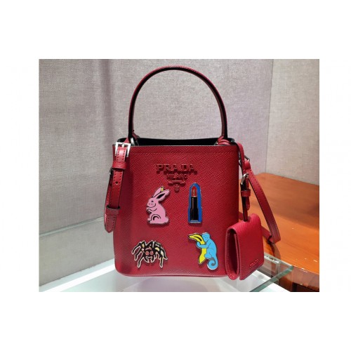 Prada 1BA217 Panier Small bag Red Saffiano leather Prada 1BA217 Panier Small bag Red Saffiano leather