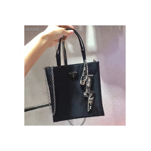 Prada 1BA252 handbags Black Nylon with Crystal Prada 1BA252 handbags Black Nylon with Crystal