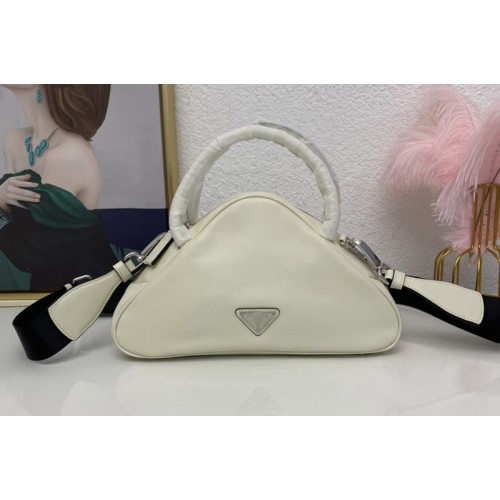 Prada 1BB082 Leather Prada Triangle bag in White Leather Prada 1BB082 Leather Prada Triangle bag in White Leather