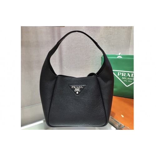 Prada 1BC127 Leather Bucket Handbag in Black Calf Leather Prada 1BC127 Leather Bucket Handbag in Black Calf Leather