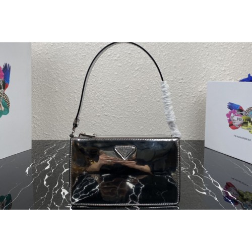 Prada 1BC155 Brushed leather mini-bag in Silver brushed leather Prada 1BC155 Brushed leather mini-bag in Silver brushed leather