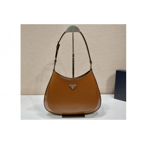Prada 1BC156 Prada Cleo brushed leather shoulder bag in Brown Leather Prada 1BC156 Prada Cleo brushed leather shoulder bag in Brown Leather