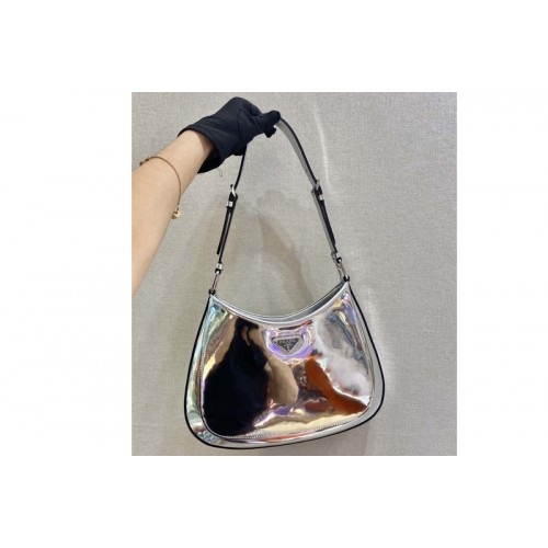 Prada 1BC156 Prada Cleo brushed leather shoulder bag in Silver brushed leather Prada 1BC156 Prada Cleo brushed leather shoulder bag in Silver brushed leather