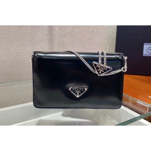 Prada 1BD307 Brushed leather shoulder bag in Black Brushed leather Prada 1BD307 Brushed leather shoulder bag in Black Brushed leather