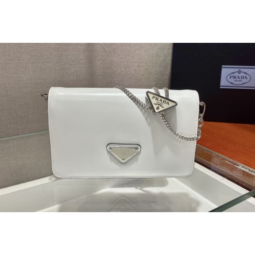Prada 1BD307 Brushed leather shoulder bag in White Brushed leather Prada 1BD307 Brushed leather shoulder bag in White Brushed leather