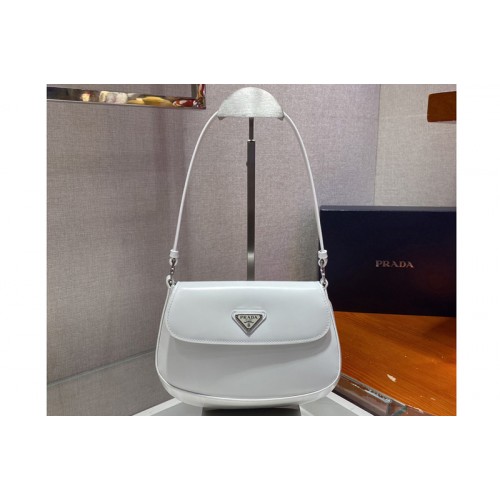 Prada 1BD311 Prada Cleo brushed leather shoulder bag with flap in White brushed leather Prada 1BD311 Prada Cleo brushed leather shoulder bag with flap in White brushed leather
