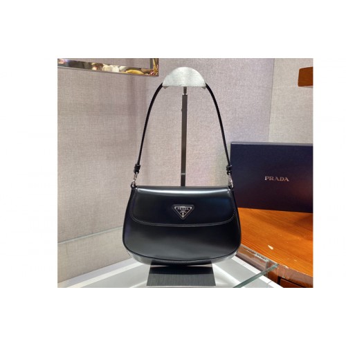 Prada 1BD311 Prada Cleo brushed leather shoulder bag with flap in Black brushed leather Prada 1BD311 Prada Cleo brushed leather shoulder bag with flap in Black brushed leather