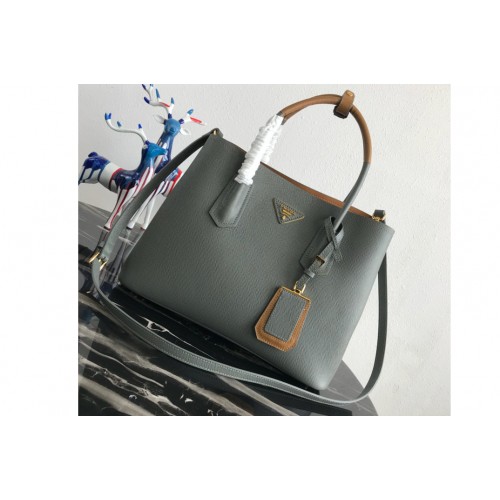 Prada 1BG775 Double Medium Bag in Gray Saffiano leather Prada 1BG775 Double Medium Bag in Gray Saffiano leather