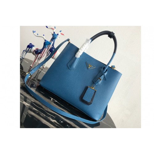 Prada 1BG775 Double Medium Bag in Blue Black Saffiano leather Prada 1BG775 Double Medium Bag in Blue Black Saffiano leather