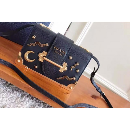 Prada 1BH018 Leather Prada Cahier Bag in Black Leather Prada 1BH018 Leather Prada Cahier Bag in Black Leather