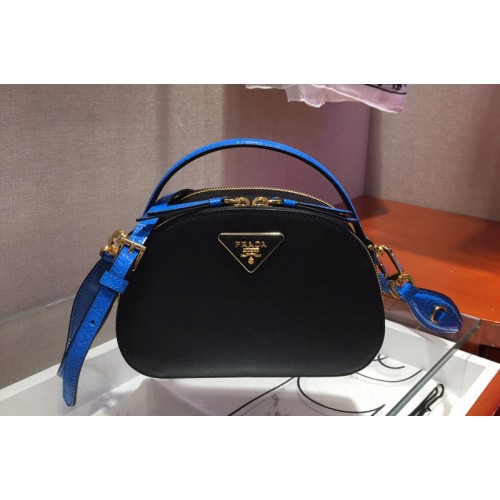 Prada 1BH123 Odette Saffiano leather bags Black Blue Saffiano leather Prada 1BH123 Odette Saffiano leather bags Black Blue Saffiano leather