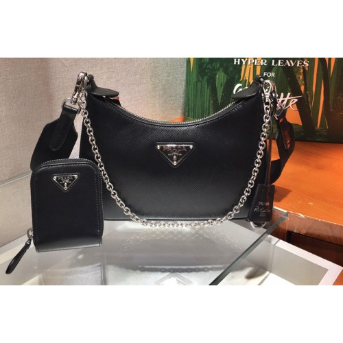 Prada 1BH204 Saffiano leather shoulder bag in Black Saffiano leather Prada 1BH204 Saffiano leather shoulder bag in Black Saffiano leather