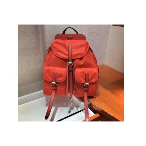 Prada 1BZ063 Nylon and Saffiano leather backpack in Red Nylon Prada 1BZ063 Nylon and Saffiano leather backpack in Red Nylon