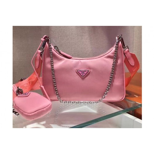 Prada 1N2416 Re-Edition 2005 nylon and Saffiano leather mini-bags Pink Re-Nylon Prada 1N2416 Re-Edition 2005 nylon and Saffiano leather mini-bags Pink Re-Nylon