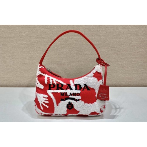 Prada 1NE515 Re-Edition 2000 embroidered drill mini bag in Red White Fabric Prada 1NE515 Re-Edition 2000 embroidered drill mini bag in Red White Fabric