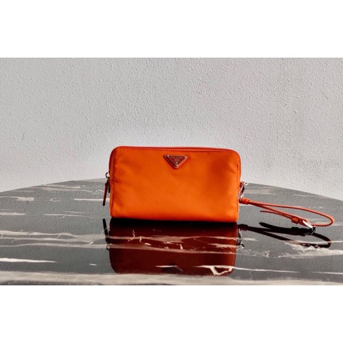 Prada 1NE693 Fabric Cosmetic Pouch in Orange Fabric Prada 1NE693 Fabric Cosmetic Pouch in Orange Fabric