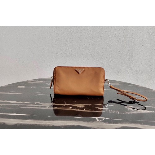 Prada 1NE693 Fabric Cosmetic Pouch in Brown Fabric Prada 1NE693 Fabric Cosmetic Pouch in Brown Fabric