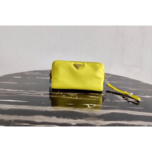 Prada 1NE693 Fabric Cosmetic Pouch in Yellow Fabric Prada 1NE693 Fabric Cosmetic Pouch in Yellow Fabric
