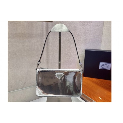 Prada 1BC155 Metallic leather mini-bag in Silver Leather Prada 1BC155 Metallic leather mini-bag in Silver Leather