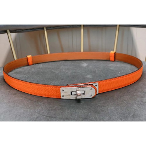 Womens Hermes 17mm Kelly Belts Silver Buckle in Orange Epsom Leather Womens Hermes 17mm Kelly Belts Silver Buckle in Orange Epsom Leather