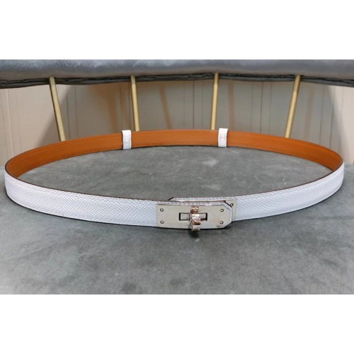 Womens Hermes 17mm Kelly Belts Silver Buckle in White Epsom Leather Womens Hermes 17mm Kelly Belts Silver Buckle in White Epsom Leather