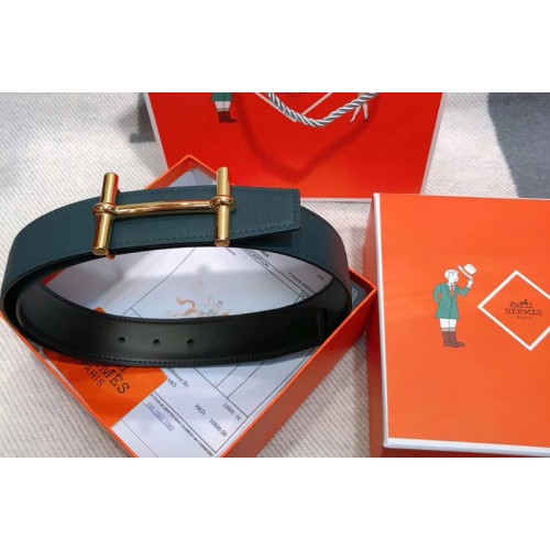 Mens Hermes 38mm H dAncre Reversible belt Gold Buckle in Blue Togo Leather Mens Hermes 38mm H dAncre Reversible belt Gold Buckle in Blue Togo Leather