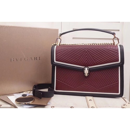 Bvlgari Serpenti Forever Serpenti Diamond Blast Top Handle Bags Wine Black Quilted Nappa Leather Bvlgari Serpenti Forever Serpenti Diamond Blast Top Handle Bags Wine Black Quilted Nappa Leather