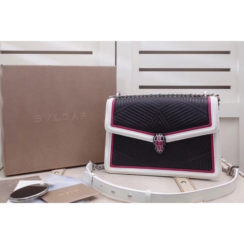 Bvlgari Serpenti Forever Serpenti Diamond Blast Flap Cover Bags White Rosy Black Quilted Nappa Leather Bvlgari Serpenti Forever Serpenti Diamond Blast Flap Cover Bags White Rosy Black Quilted Nappa Leather