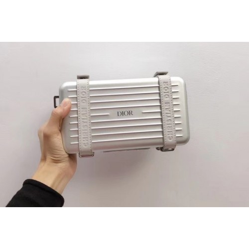 Gray DIOR AND RIMOWA PERSONAL CLUTCH 2DRCA295YWT IN ALUMINUM AND GRAINED CALFSKIN Gray DIOR AND RIMOWA PERSONAL CLUTCH 2DRCA295YWT IN ALUMINUM AND GRAINED CALFSKIN