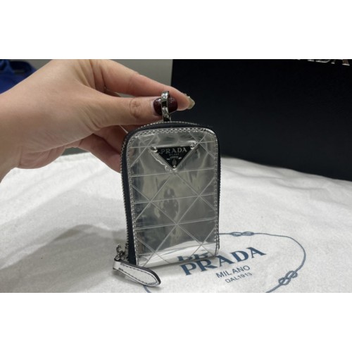 Prada 2TL441 Brushed leather pouch in Silver Leather Prada 2TL441 Brushed leather pouch in Silver Leather
