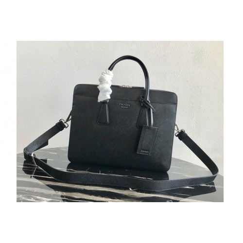 Prada 2VE366 Saffiano Leather Briefcase Bag in Black Saffiano leather Prada 2VE366 Saffiano Leather Briefcase Bag in Black Saffiano leather