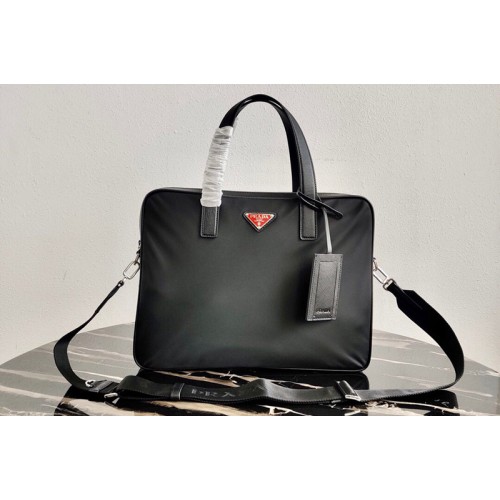 Prada 2VE368 Saffiano Leather Briefcase In Black Saffiano Leather Prada 2VE368 Saffiano Leather Briefcase In Black Saffiano Leather
