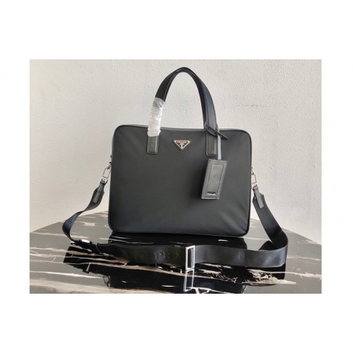 Prada 2VE368 Saffiano Leather Briefcase In Black Saffiano Leather Prada 2VE368 Saffiano Leather Briefcase In Black Saffiano Leather
