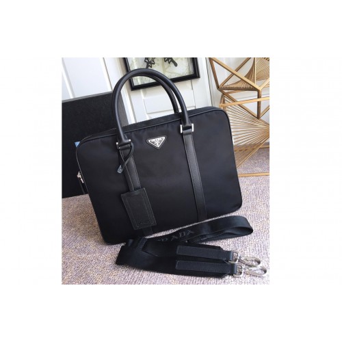 Prada 2VE368 Re-Nylon and Saffiano leather briefcase in Black Nylon and Leather Prada 2VE368 Re-Nylon and Saffiano leather briefcase in Black Nylon and Leather