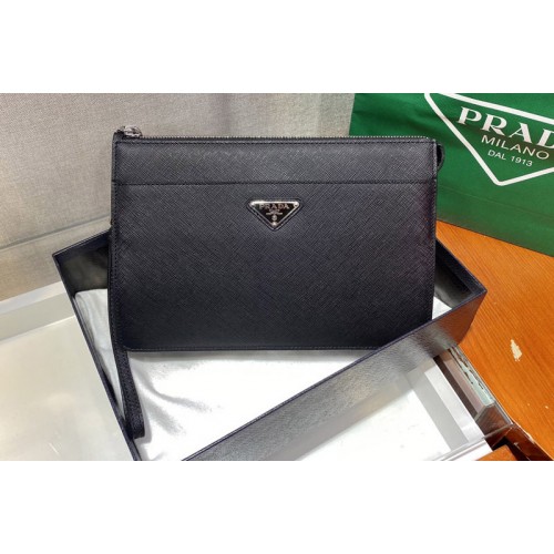 Prada 2VF032 Saffiano Leather Pouch in Black Leather Prada 2VF032 Saffiano Leather Pouch in Black Leather