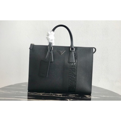 Prada 2VG039 Saffiano Leather Tote Bag in Black Saffiano leather Prada 2VG039 Saffiano Leather Tote Bag in Black Saffiano leather