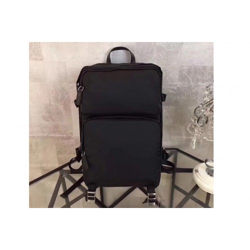 Prada 2VZ001 Fabric Backpack Black Technical fabric with Saffiano leather Prada 2VZ001 Fabric Backpack Black Technical fabric with Saffiano leather