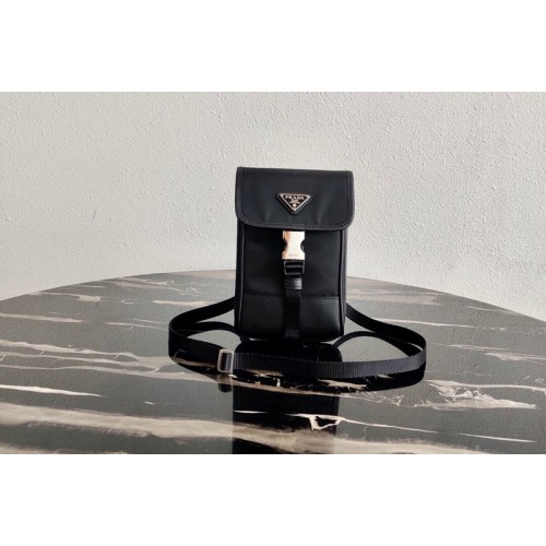 Prada 2ZH109 Nylon and Saffiano Leather Smartphone Case in Black Black Nylon Leather Prada 2ZH109 Nylon and Saffiano Leather Smartphone Case in Black Black Nylon Leather